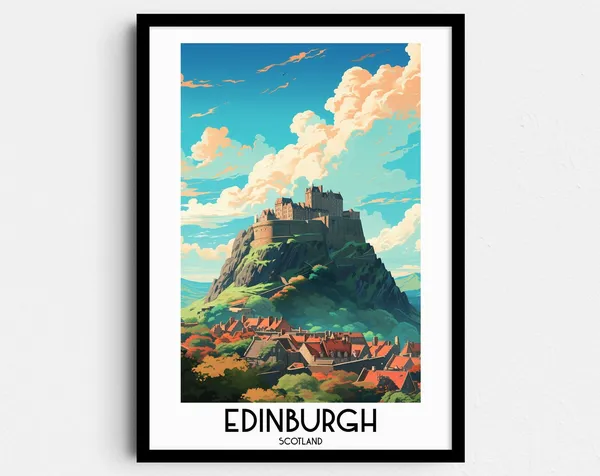Edinburgh Travel Poster, Scotland Castle Wall Art