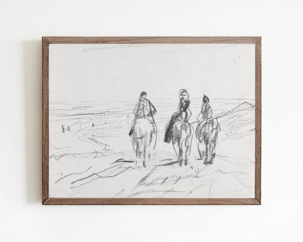 Figure Art Vintage Sketch, Rustic Abstract Line Art