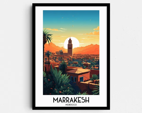Marrakech Travel Poster, Morocco Home Decor