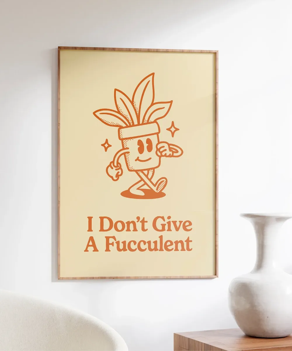 Funny Succulent Retro Orange Art Print - Image 7