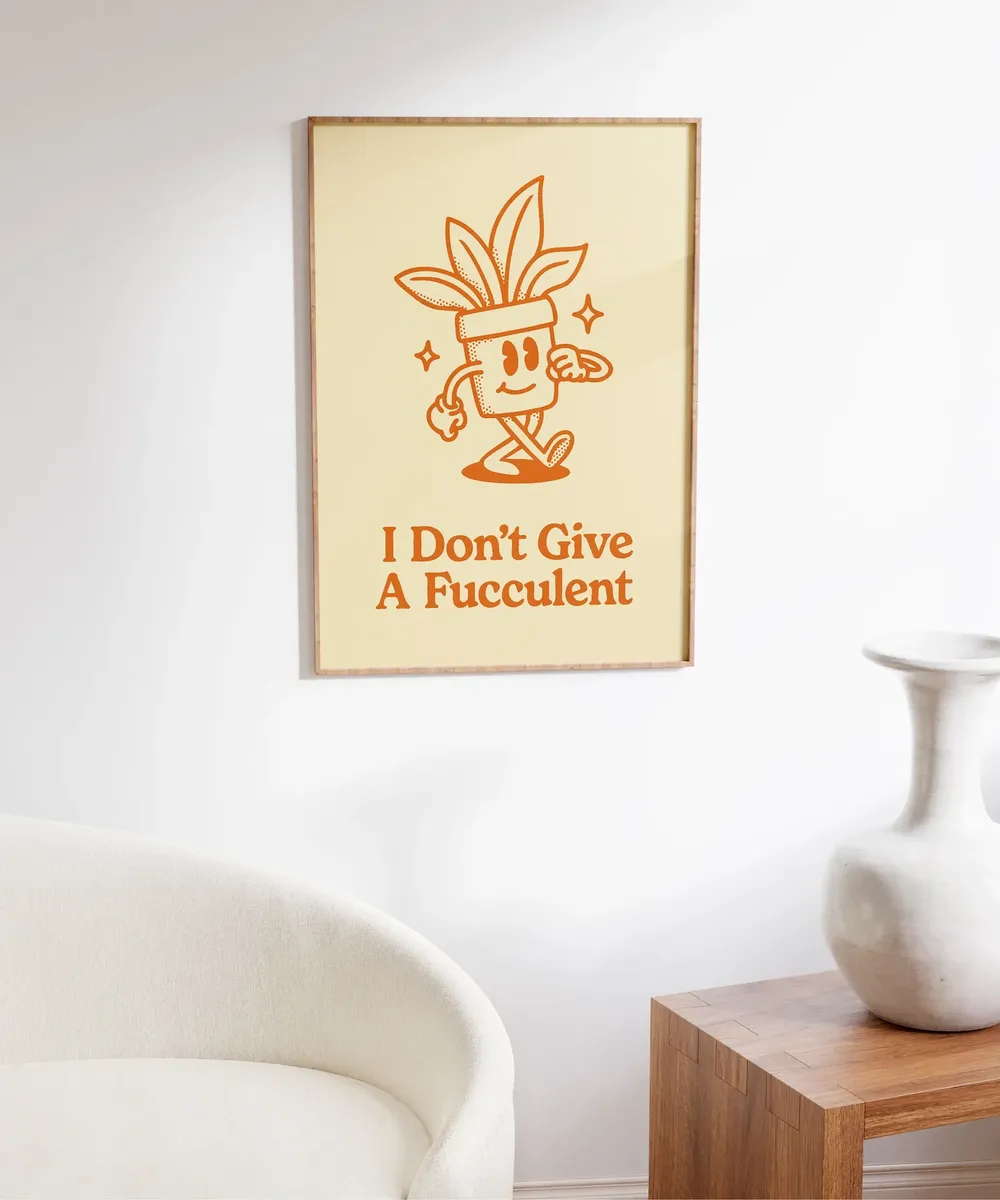 Funny Succulent Retro Orange Art Print - Image 6