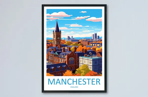 Manchester Travel Poster, England Wall Decor