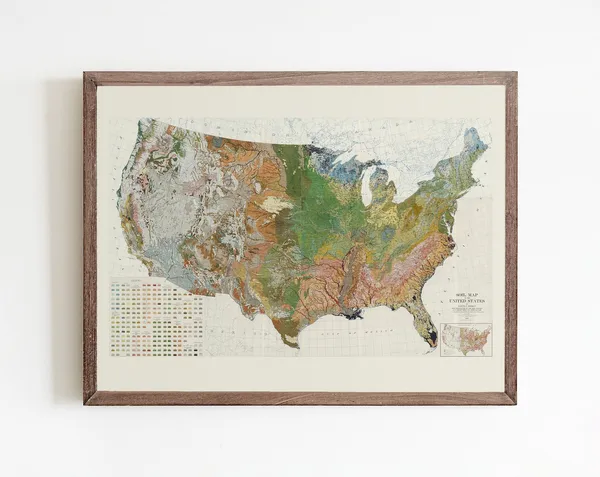 United States Soil Survey Map, Vintage Science Art Print