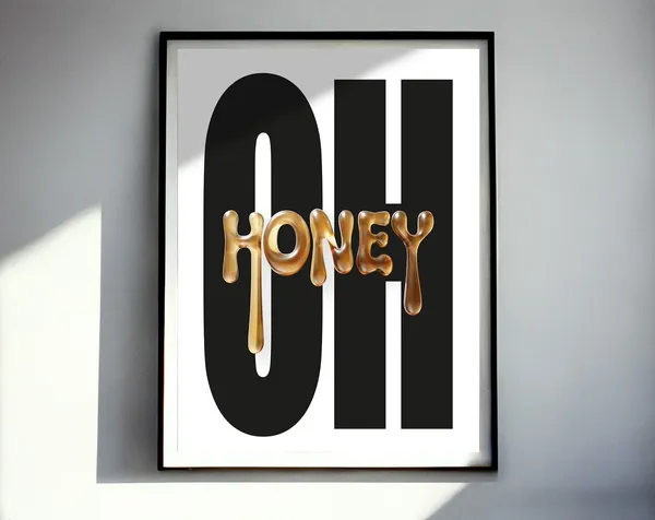 Oh Honey Typographic Poster, Charming Wall Art Print