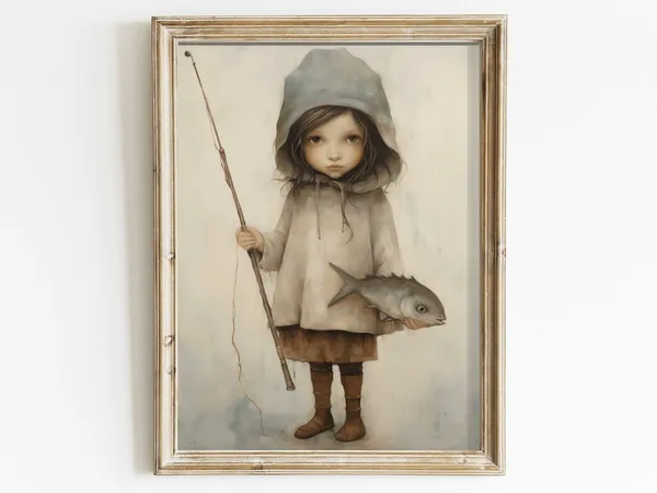 Fishing Nursery Decor for Girls, Cute Wall Art