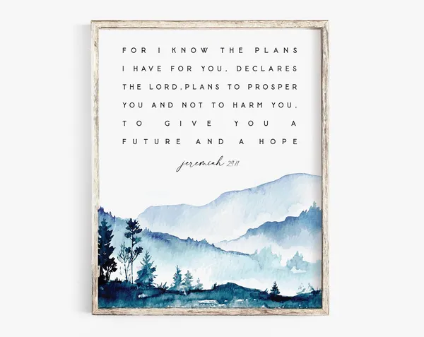 Jeremiah 29:11 Bible Verse Art Print, Farmhouse