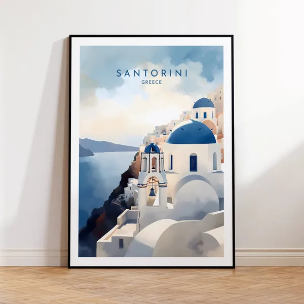 Santorini Travel Print, Greece Home Decor Poster