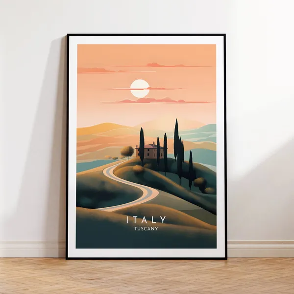 Tuscany Italy Travel Poster, Home Decor Print