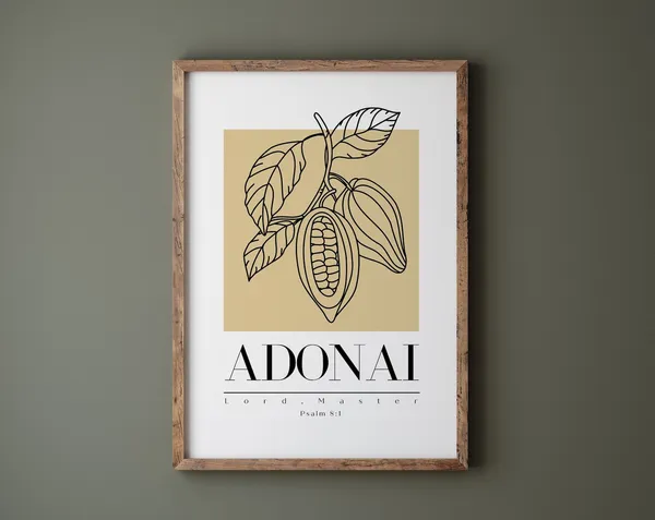 Adonai Hebrew Names Of God Minimalist Christian Print
