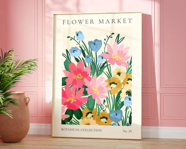 Flower Market Print, Modern Botanical Wall Art