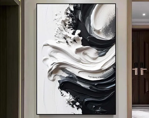 Black White Minimalist Abstract Art Print, Office Decor