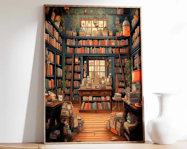 Vintage Book Store Poster, Reading Gift Art Print