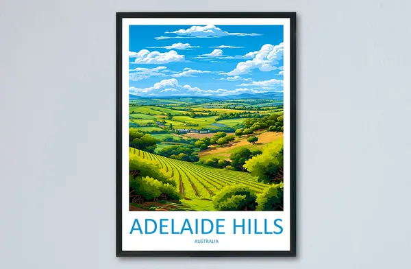 Adelaide Hills Travel Poster, Australia Wall Art