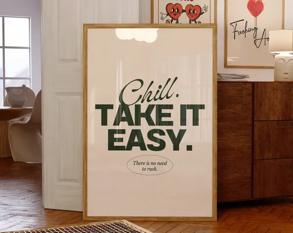 Take It Easy Vintage 70s Style Poster