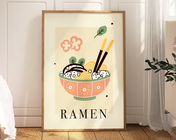 Ramen Noodle Soup Retro Kitchen Art Print