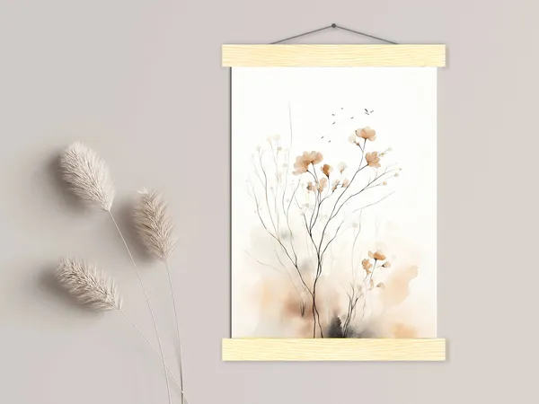 Abstract Floral Watercolor Art Print, Scandi Minimalist