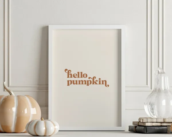 Hello Pumpkin Autumn Poster, Halloween Home Decor