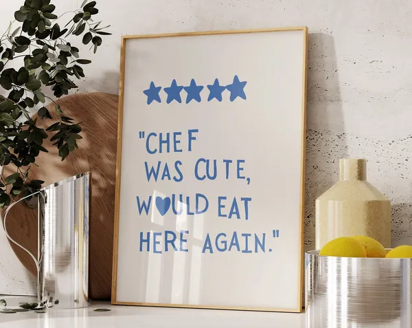 Minimalist Heart Kitchen Art Print, Cute Cooking Decor