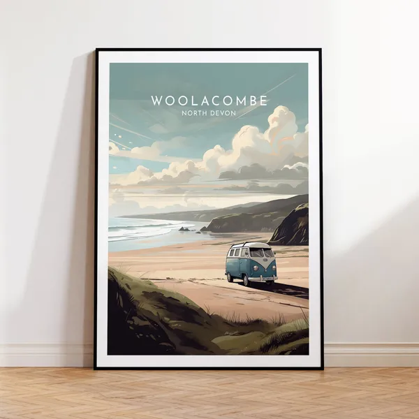 Woolacombe England Devon Travel Poster, Home Decor