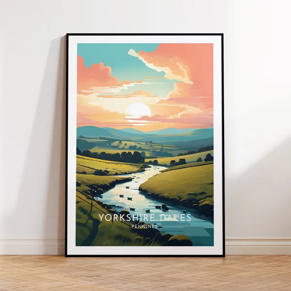 Yorkshire Dales Travel Poster, England Pennines