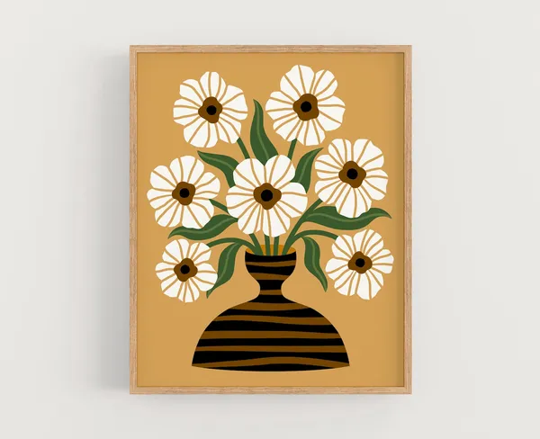 Boho Florals Wall Art Print, Botanical Home Decor