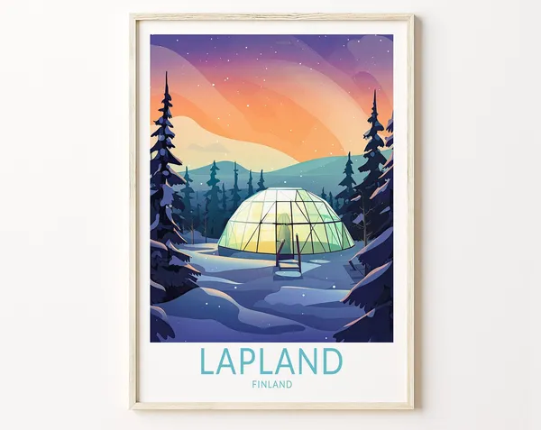 Northern Lights Lapland Finland Travel Poster