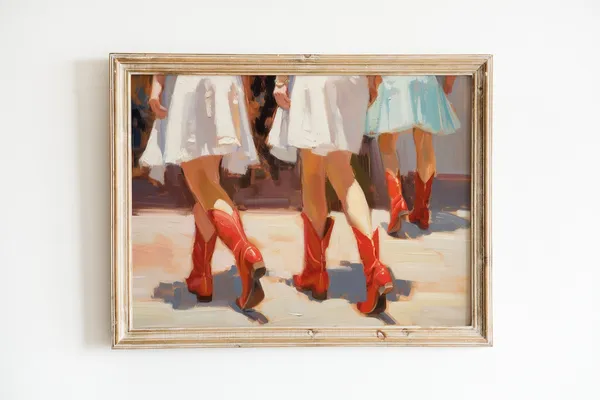 Red Cowgirl Boot Print, Western Dorm Decor