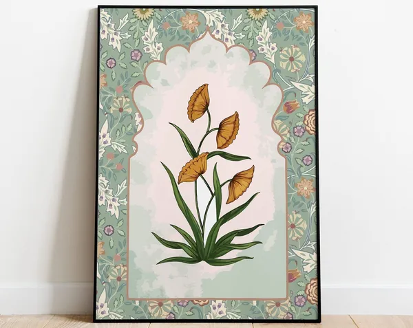 Indian Folk Art Mughal Floral Art Print
