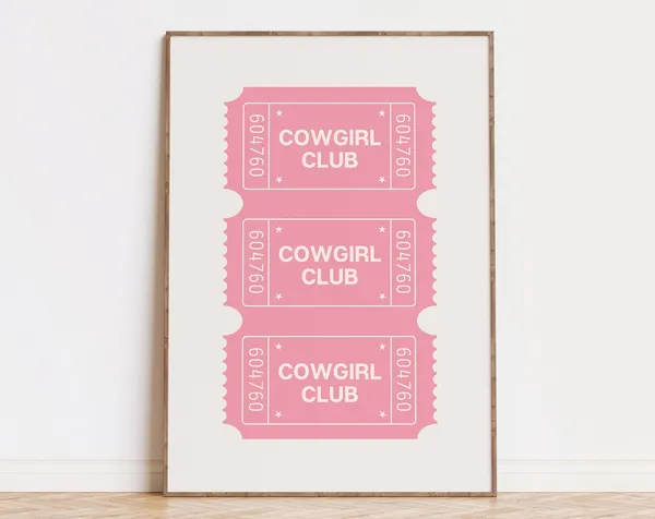 Pink Cowgirl Club Admission Ticket Art Print
