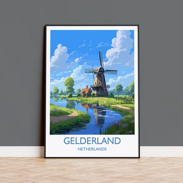 Gelderland Travel Poster, Dutch Art Travel Print