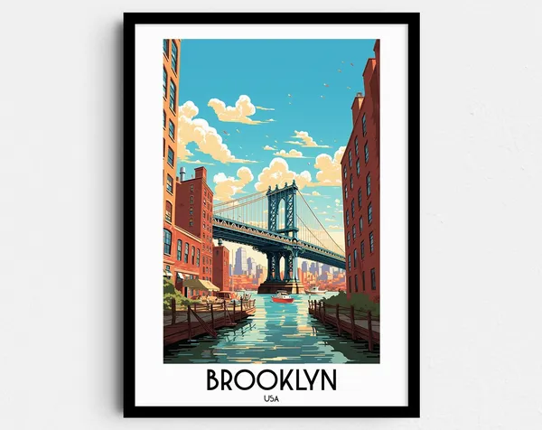 Brooklyn Travel Poster, USA Home Decor Prints