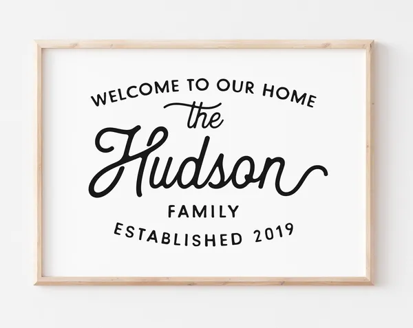 Personalized Family Name Sign, Custom Name Print