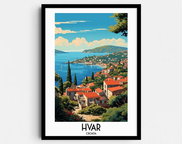 Hvar Travel Poster, Croatia Europe Wall Art