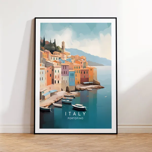 Portofino Travel Poster, Italy Travel Print