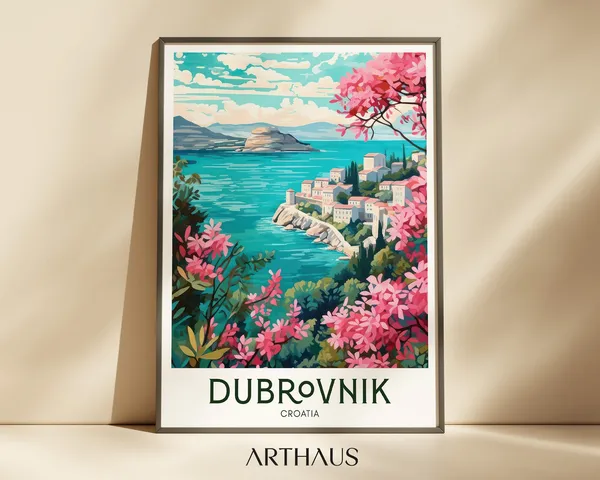 Dubrovnik Vintage Travel Poster, Croatia Europe Wall Art