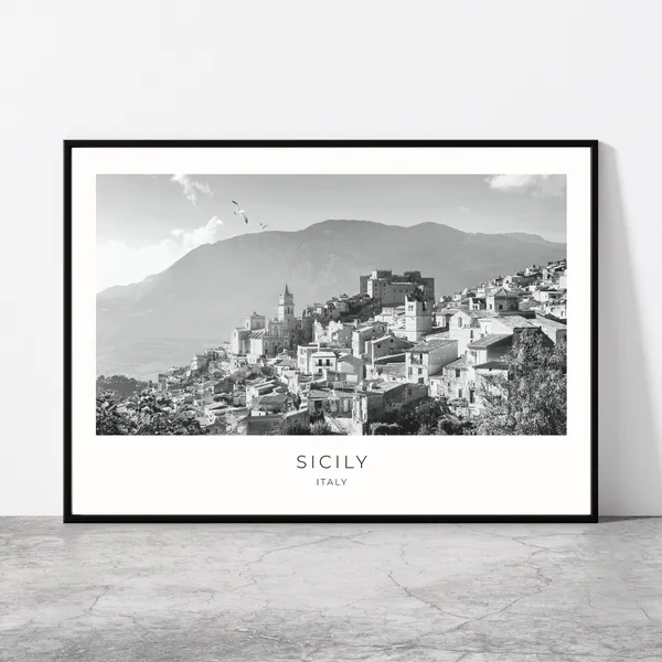 Sicily Caccamo Norman Castle Travel Poster, Italy