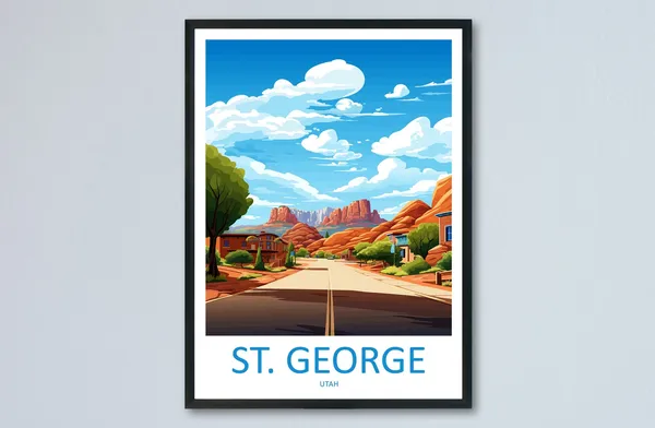 St George Travel Poster, Utah Place Print