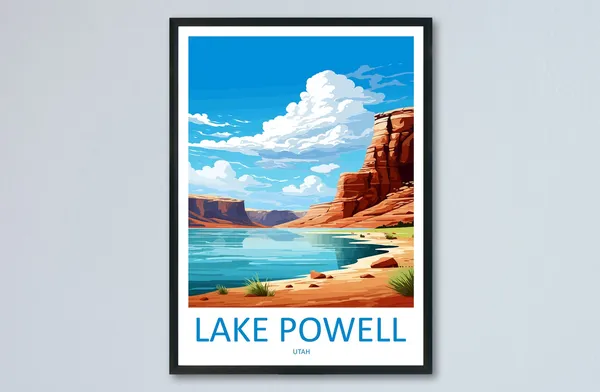 Lake Powell Travel Poster, Utah Wall Art Print