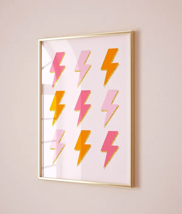 Lightning Bolts Preppy Wall Art Print, Dorm Decor