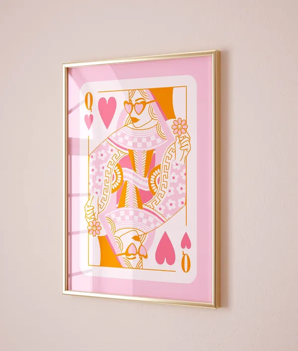 Queen Of Hearts Retro Poster, Teen Girl Room Decor