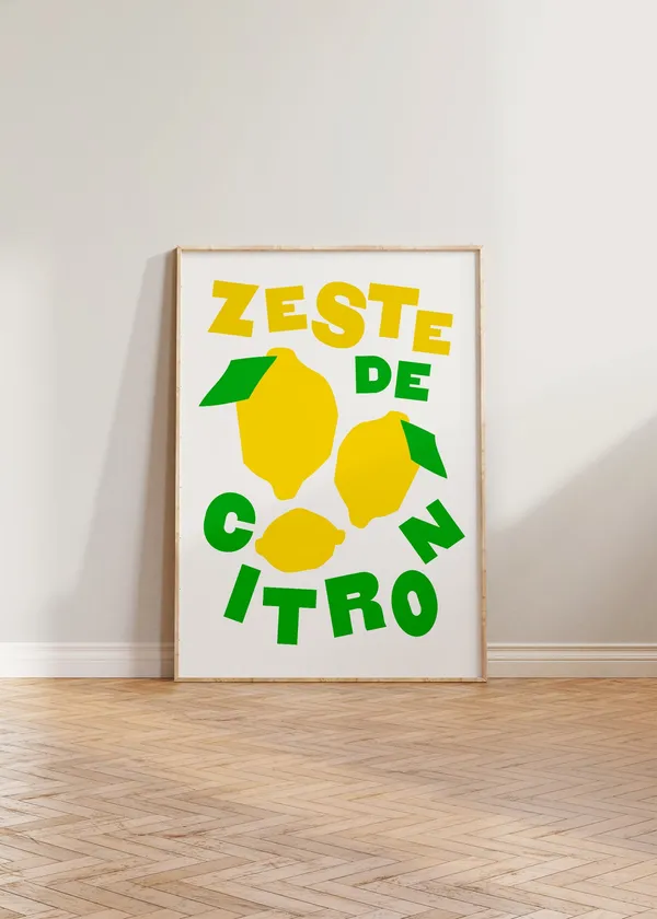 Lemon Kitchen Art Print, French Typography