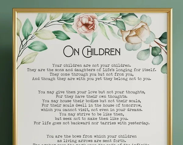 On Children Kahlil Gibran Poem Art Print