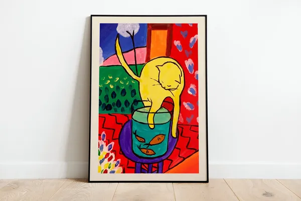 Matisse Cat With Red Fish, Vintage Art Print