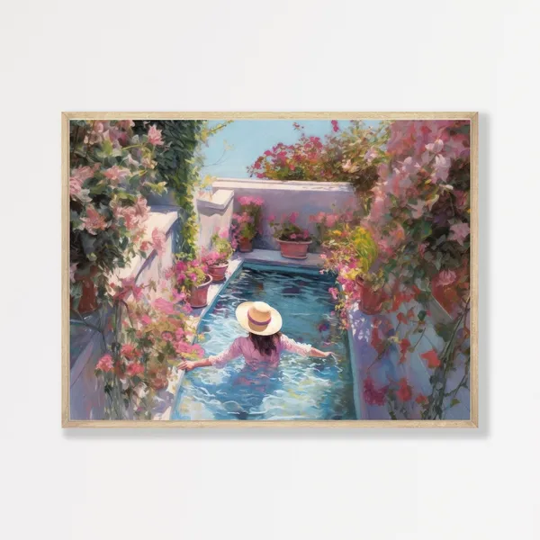 Retro Girly Summer Painting, Vintage Aesthetic Art Print
