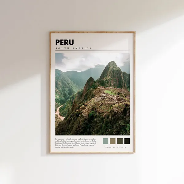 Machu Picchu Peru Travel Poster, Latin America