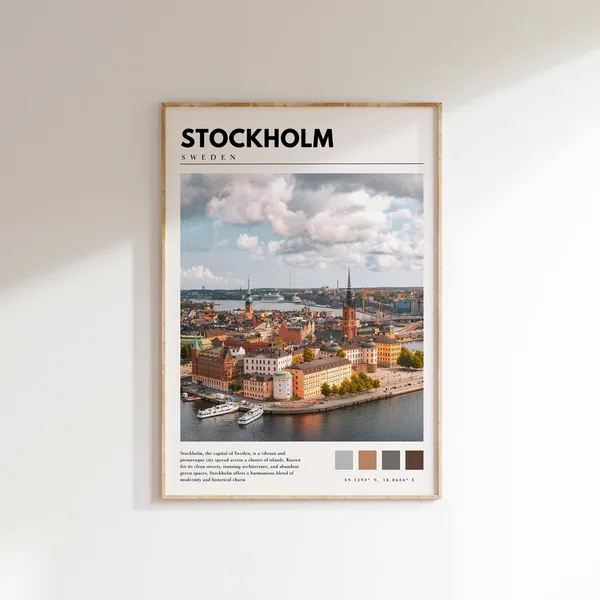 Stockholm Sweden Travel Poster, Scandinavian Decor