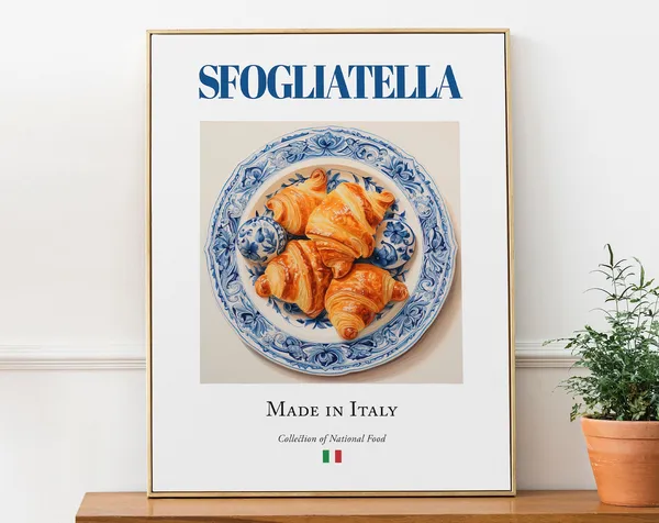 Sfogliatella on Maiolica Tile Plate, Italian Food Art Print