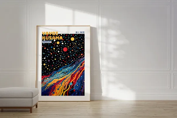 Yayoi Kusama Abstract Art Print, Japandi Wall Art