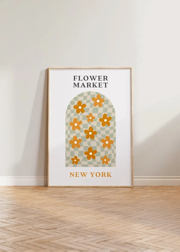 Flower Market Print Poster, New York Les Fleurs