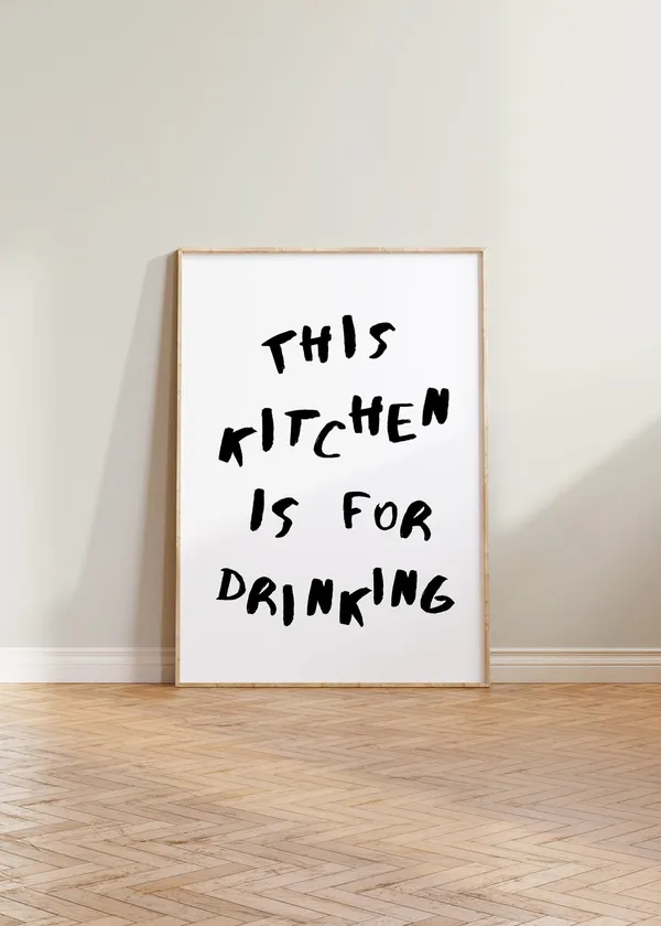 Retro Kitchen Drinking Quote Poster Print